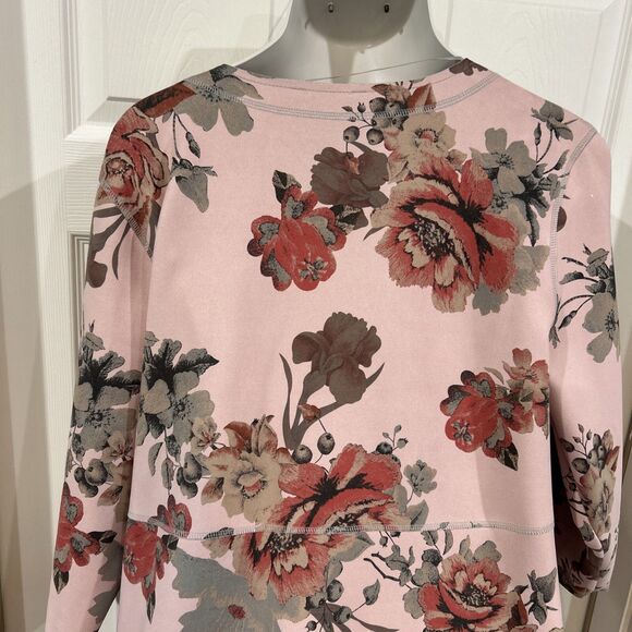 Philosophy Pink Floral Faux Leather Suede Duster Long Jacket Plus Size 1X - Picture 10 of 14